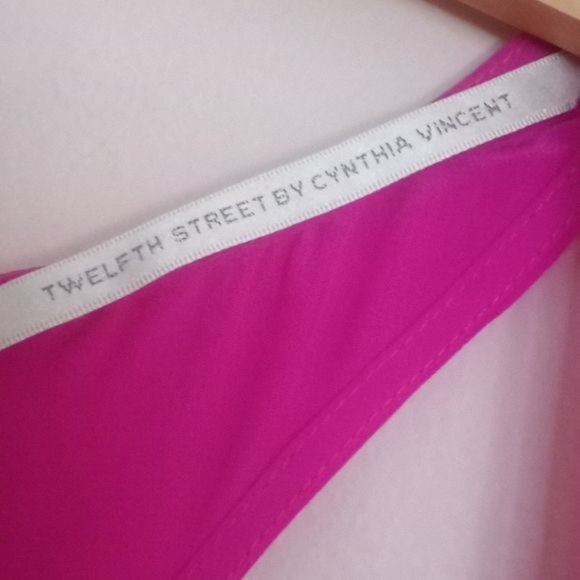 Anthropologie Twelfth Street- Cynthia Vincent Hot Pink Barbiecore Jumpsuit Silk - Picture 7 of 12
